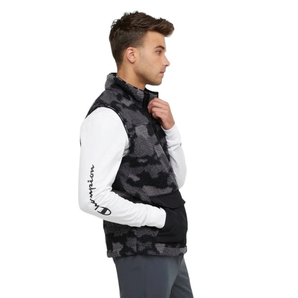 NWT Champion Camo Cozy High Pile Vest, Script Logo - Picture 3 of 8